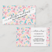 キュートピンクティール(緑がかった色)ユニコーンレインボーフローラスター 名刺 (正面/裏面)