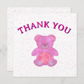 キュートピンクテディベアカスタム サンキューカード (正面/裏面)