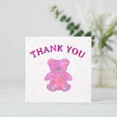 キュートピンクテディベアカスタム サンキューカード (スタンド正面)