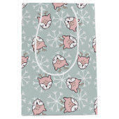 キュートピンクトナディアスノーフレークキッズホリデー ミディアムペーパーバッグ (正面)