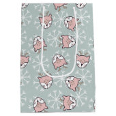 キュートピンクトナディアスノーフレークキッズホリデー ミディアムペーパーバッグ (裏面)