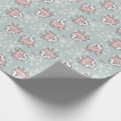 キュートピンクトナディアスノーフレークキッズホリデー ラッピングペーパー (角)