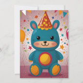 キュートピンクトラクター誕生日カード 招待状 (裏面)