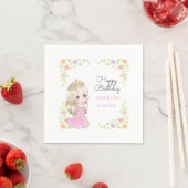キュートピンクドレスプリンセスフローラ誕生日 スタンダードカクテルナプキン (インサイチュ)