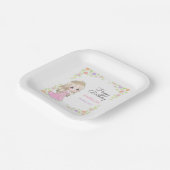 キュートピンクドレスプリンセスフローラ誕生日 ペーパープレート (傾斜あり)