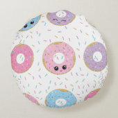 キュートピンクドーナツガールルーム子供部屋デコール ラウンドクッション (裏面)
