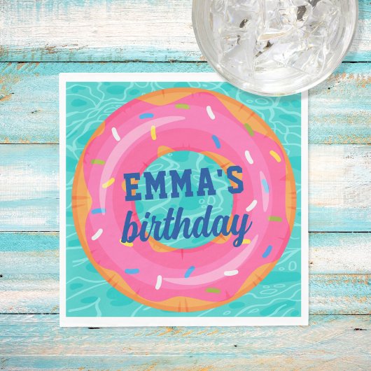 キュートピンクドーナツ内管プールパーティー誕生日 スタンダードランチョンナプキン