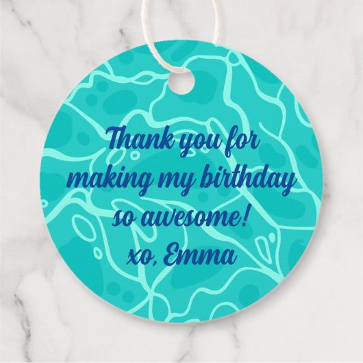 キュートピンクドーナツ内管プールパーティー誕生日 フェイバータグ (裏面)