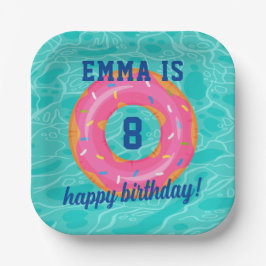 キュートピンクドーナツ内管プールパーティー誕生日 ペーパープレート