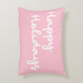 キュートピンクハッピーホリデーズお洒落レタリング アクセントクッション (正面(垂直))