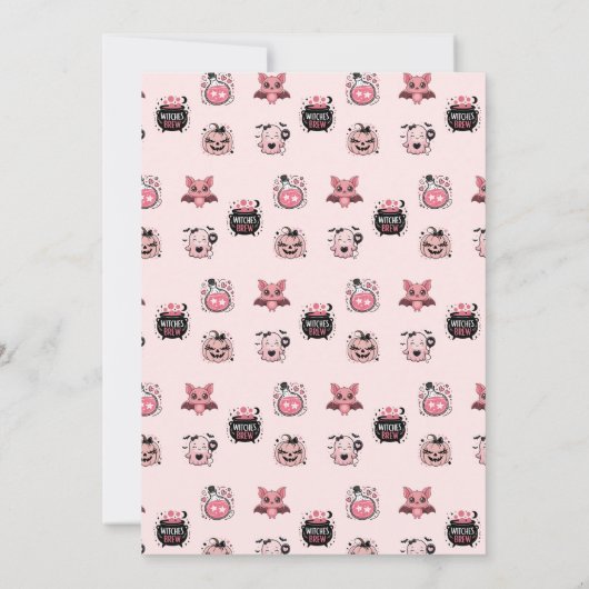 キュートピンクハロウィーンブーこうもり誕生日 招待状 (裏面)