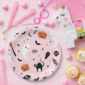 キュートピンクハローウィンパーティ ペーパープレート (パーティー)