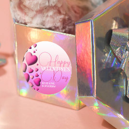 キュートピンクハートハッピーバレンタインデーホリデイ ラウンドシール