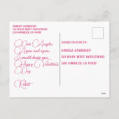 キュートピンクハートハッピーバレンタインデー シーズンポストカード (裏面)