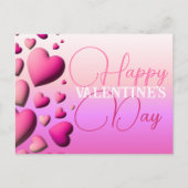 キュートピンクハートハッピーバレンタインデー シーズンポストカード (正面)