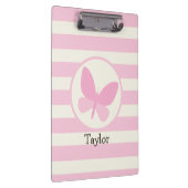 キュートピンクバタフライオンレトロストライプ クリップボード (右)