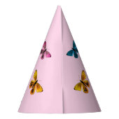 キュートピンクバタフライガールネーム誕生日 パーティーハット (裏面)