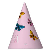 キュートピンクバタフライガールネーム誕生日 パーティーハット (右)
