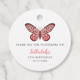 キュートピンクバタフライテーマ誕生日パーティー フェイバータグ