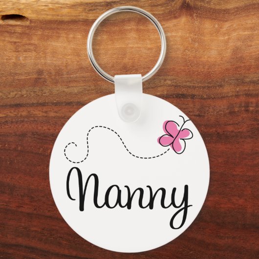 キュートピンクバタフライナニー キーホルダー (正面)