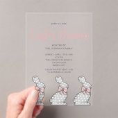 キュートピンクバニーイースターディナー アクリル招待状 (インサイチュ (ポータブル))