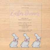 キュートピンクバニーイースターディナー アクリル招待状 (正面)