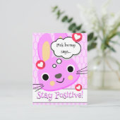 キュートピンクバニーステイ前向き勇気付けられる引用文 ポストカード (スタンド正面)