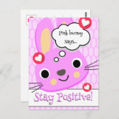 キュートピンクバニーステイ前向き勇気付けられる引用文 ポストカード (正面/裏面)