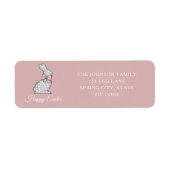 キュートピンクバニーハッピーイースター差出人住所 ラベル (正面)