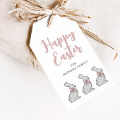 キュートピンクバニーハッピーイースター ギフトタグ