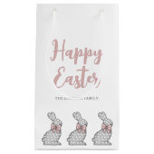 キュートピンクバニーハッピーイースター スモールペーパーバッグ (正面)