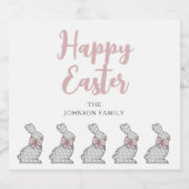 キュートピンクバニーハッピーイースター ビールラベル (シングルラベル)