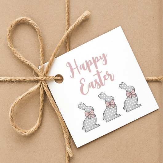 キュートピンクバニーハッピーイースター フェイバータグ