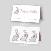 キュートピンクバニーハッピーイースター プレイスカード
