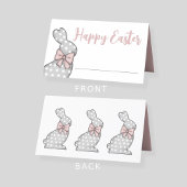 キュートピンクバニーハッピーイースター プレイスカード