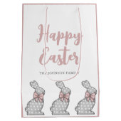 キュートピンクバニーハッピーイースター ミディアムペーパーバッグ (裏面)