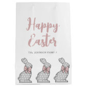 キュートピンクバニーハッピーイースター ミディアムペーパーバッグ (裏面)