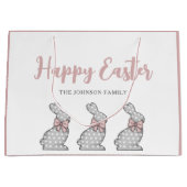 キュートピンクバニーハッピーイースター ラージペーパーバッグ (正面)