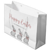 キュートピンクバニーハッピーイースター ラージペーパーバッグ (正面アングル)