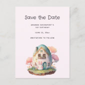 キュートピンクバニーラビットかわいいスタイル保存日 インビテーションポストカード (正面)