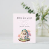 キュートピンクバニーラビットかわいいスタイル保存日 インビテーションポストカード (スタンド正面)