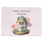 キュートピンクバニーラビットかわいいスタイル誕生日 ラージペーパーバッグ (裏面)