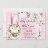 キュートピンクバニーラビットベビーシャワー招待状 招待状 (正面)