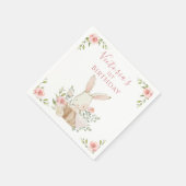 キュートピンクバニー1ワンファースト誕生日 スタンダードカクテルナプキン (角)