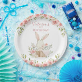 キュートピンクバニー1ワンファースト誕生日 ペーパープレート (パーティー)