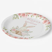 キュートピンクバニー1ワンファースト誕生日 ペーパープレート (アングル)