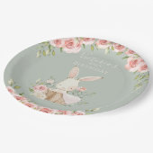 キュートピンクバニー2 2秒グリーン誕生日 ペーパープレート (アングル)