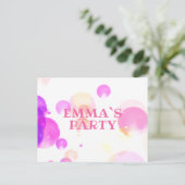 キュートピンクバブル子供の誕生日パーティの招待状 インビテーションポストカード (スタンド正面)