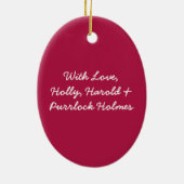 キュートピンクバレエ踊りパンダベイリークリスマス セラミックオーナメント (裏面)