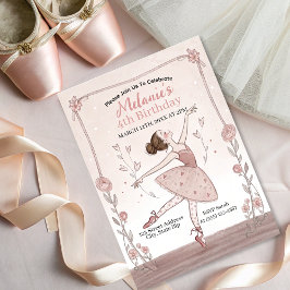 キュートピンクバレリナツチュガール誕生日招待状 招待状